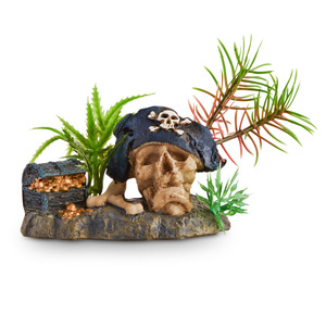 Imagitarium Cráneo de Pirata con Planta para Acuario