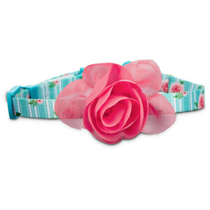 Youly Collar con Broche Diseño Floral con Flor para Gato, Rosa