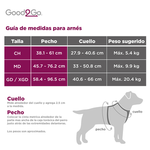 Good2Go Arnés Reflejante Ajuste Romano Color Negro para Perro, Mediano