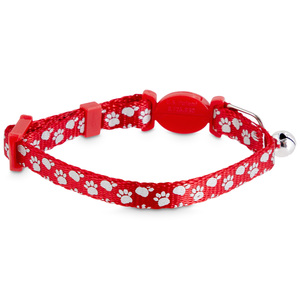 Good2Go Collar Reflejante con Broche de Seguridad Diseño Huellitas para Gatito, Rojo