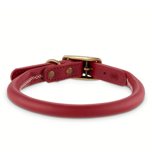 Reddy Collar Redondo de Piel Color Marrón con Cierre Tipo Hebilla para Perro, Mediano