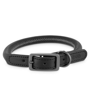 Reddy Collar Redondo de Piel Color Negro con Cierre de Hebilla para Perro, Grande Reddy Collar Redondo de Piel Color Negro con Cierre de Hebilla para Perro, Grande