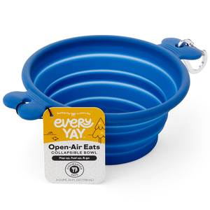 Everyyay Bowl Colapsable de Silicón Color Azul para Perro, Grande