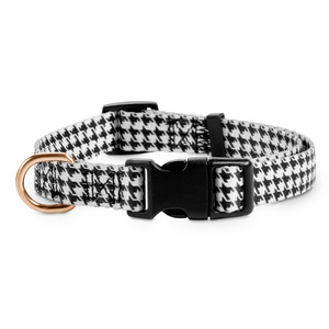 Bond & Co Collar Negro Diseño Pata de Gallo con Broche para Perro, Mediano