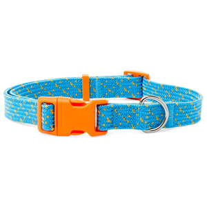 Youly Collar Turquesa Nylon Palmeado Diseño Puntos con Broche Naranja para Perro, Grande/X-Grande