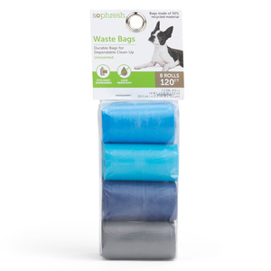 Sophresh Bolsas para Desechos Diseño Azul para Perro, 120 Piezas