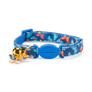Youly Collar con Broche Diseño Mariposa para Gato, Azul