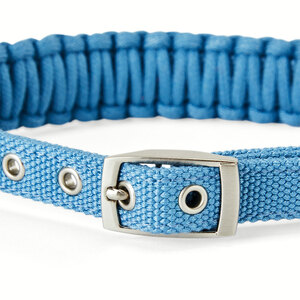 Youly Collar de Cuerda Trenzada Color Azul con Hebilla para Perro, Mediano