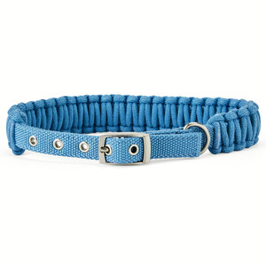 Youly Collar de Cuerda Trenzada Color Azul con Hebilla para Perro, Mediano