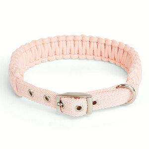 Youly Collar de Cuerda Trenzada Color Rosa con Hebilla para Perro, Mediano