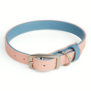 Youly Collar Liso Color Rosa/Azul con Hebilla para Perro, Mediano
