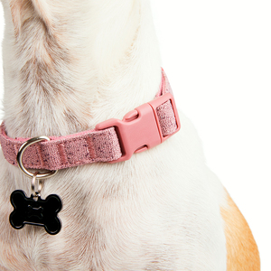 Youly Collar Plano Ajustable Color Rosa Diseño Moteado para Perro, Chico