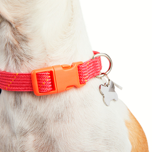 Youly Collar Plano Ajustable Diseño Cuerda Color Rosa/ Naranja para Perro, Mediano