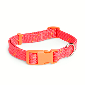Youly Collar Plano Ajustable Diseño Cuerda Color Rosa/ Naranja para Perro, Grande