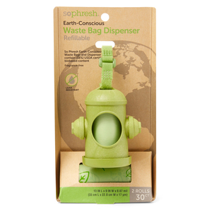 Sophresh Dispensador de Bolsas Ecológico para Desechos Diseño Hidrante para Perro, Verde