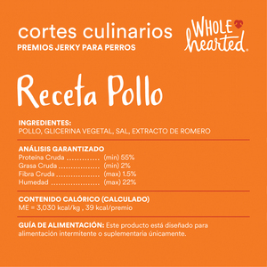 WholeHearted Culinary Cuts Premios Suaves tipo Jerky Receta Pollo para Perro, 113 g