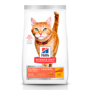 Hill's Science Diet Alimento Seco Light para Gato Adulto Control Bolas de Pelo Receta Pollo, 3.2 kg