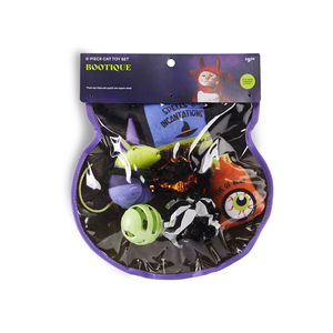 Bootique Multipack de Juguetes en Caldero de Bruja Edición Halloween para Gato, 6 Piezas