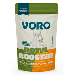Voro Bowl Booster Topping Receta Pollo Espinacas y Zanahoria para Perro, 70 g