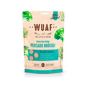 Wuaf Snack Galletas para Perro Todas las Etapas de Vida Receta Pescado y Brócoli, 100 g