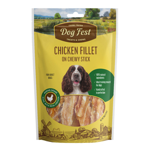 Dog Fest Premios Naturales con Forma de Filetes con Carnazas Receta Pollo para Perro, 90 g