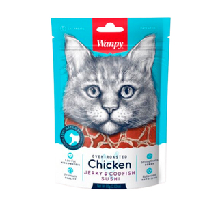 Wanpy Snack de Entrenamiento para Gato Adulto Receta Pollo y Bacalao, 80 g          