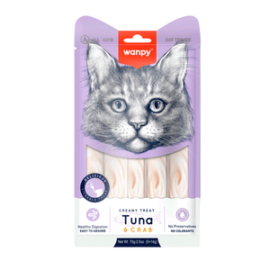 Wanpy Snack Cremoso para Gato Adulto Receta Atún y Cangrejo, 70 g           