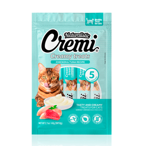 Naturalistic Cremi Premio Cremoso Natural para Gato Todas las Etapas de Vida Receta Pollo y Atún, 60 g