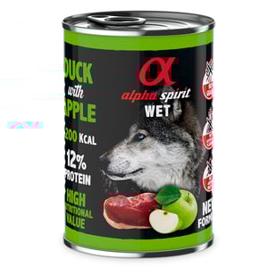 Alpha Spirit Alimento Húmedo Natural para Perro Adulto Receta Pato con Manzana, 400 g Alpha Spirit Alimento Húmedo Natural para Perro Adulto Receta Pato con Manzana, 400 g