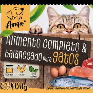 Ama Pet Alimento Húmedo Natural para Gato sabor en Base a Pollo, 400 g