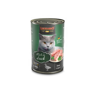 Leonardo Alimento Natural Húmedo para Adulto Sabor Pato Lata Gato, 400 g
