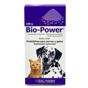 Drag Pharma Bio Power Suplemento de Probióticos en Polvo para Perro y Gato, 100 g