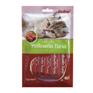 Bioline Snack Cremoso para Gato Sabor Yellowfin Tuna 6 Piezas, 15 g