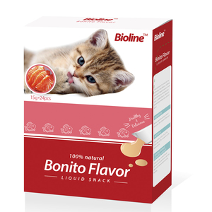 Bioline Snack En Pasta para Gato Sabor Bonito 24 Piezas, 15 g