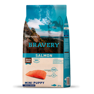Bravery Alimento Seco Natural Libre de Granos para Cachorro Raza Pequeña Receta Salmón, 2 kg