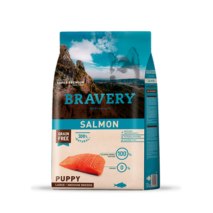Bravery Libre de Granos Alimento Natural para Cachorro de Razas Medianas/Grandes Receta Salmón, 4 kg