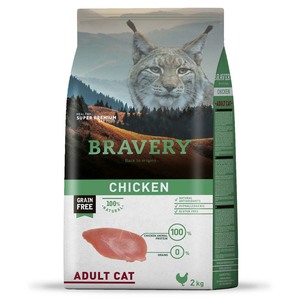 Bravery Alimento Seco Natural Libre de Granos para Gato Adulto Receta Pollo, 2 kg Bravery Alimento Seco Natural Libre de Granos para Gato Adulto Receta Pollo, 2 kg