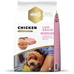 Amity Super Premium Alimento Natural Low Grain Chicken Adult para Perro, 4 kg