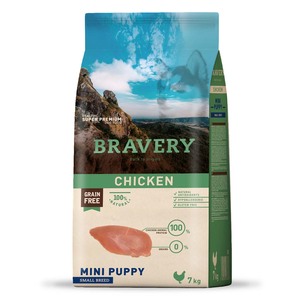 Bravery Libre de Granos Alimento Natural para Cachorro de Razas Pequeñas Receta Pollo, 7 kg