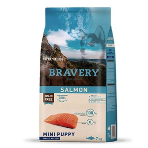 Bravery Libre de Granos Alimento Natural para Cachorro de Razas Pequeñas Receta Salmón, 7 kg