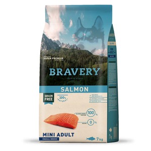 Bravery Libre de Granos Alimento Natural para Perro Adulto de Razas Pequeñas Receta Salmón, 7 kg