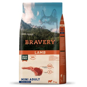 Bravery Libre de Granos Alimento Natural para Perro Adulto de Razas Pequeñas Receta Cordero, 7 kg