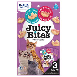 Juicy Bites Snack Receta de Camaron/Mariscos Mix para Gato, 34 g
