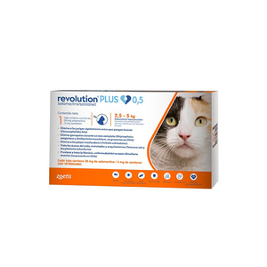 Revolution Plus 30 mg/ 5 mg Pipeta Antiparasitaria Externa e Interna para Gato, 2.5 - 5 kg