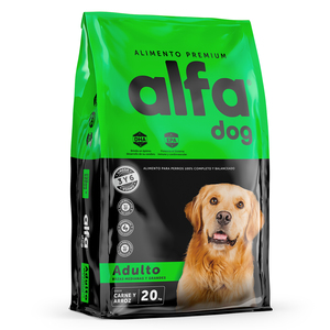 Alfa Dog Alimento Natural Adulto Receta Carne y Arroz para Perro, 20 kg