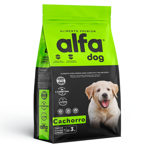 Alfa Dog Alimento Natural Receta Carne y Arroz Cachorro para Perro, 3 kg