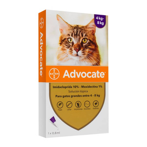 Advotate Pipeta Antiparasitarias para Parásitos Externos e Internos para Gato, 4 a 8 kg