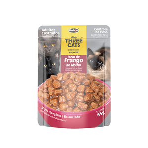 Three Cats Original Alimento Natural Húmedo Pouch para Gato Castrado, 85 g