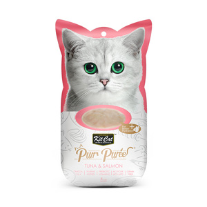 Kit Cat Purr Purée Snack Cremoso Receta Atún y Salmón para Gato, 60 g