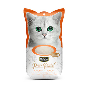 Kit Cat Purr Purée Snack Cremoso Receta Pollo y Salmón para Gato, 60 g